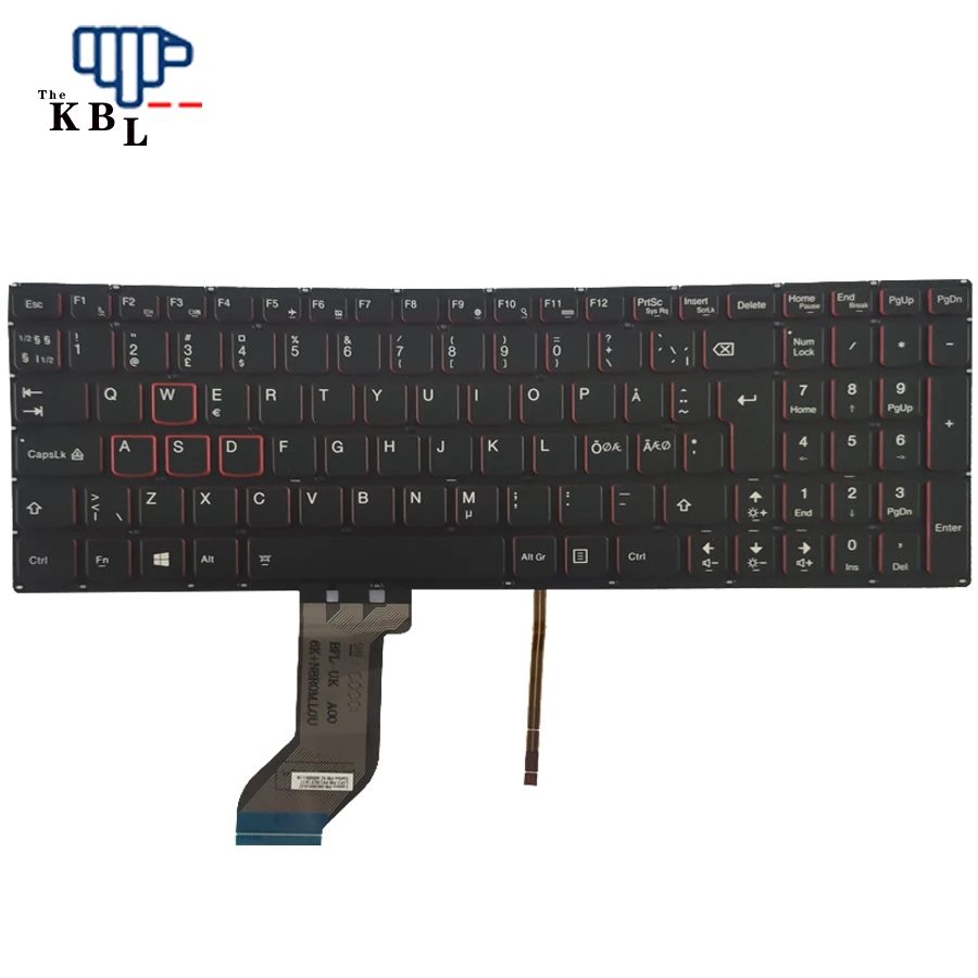 Nový jazyk Nórska pre Lenovo IdeaPad Y700-17ISK podsvietená klávesnica prenosného počítača SN20H54537 PK130ZF1A17