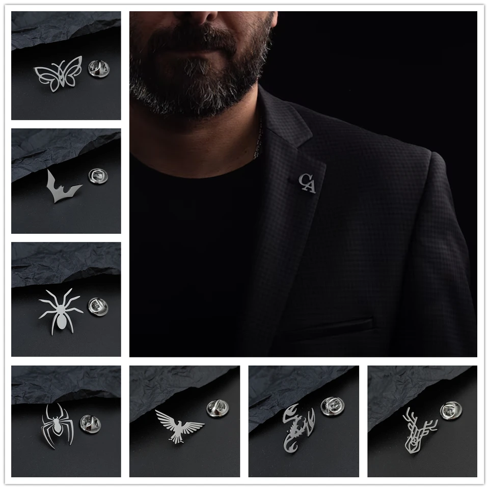 Nový jednoduchý But Bat Badge Scorpion Scorpion Spider Eagle Sika Deer Pánske doplnky klopný špendlík veľkoobchod