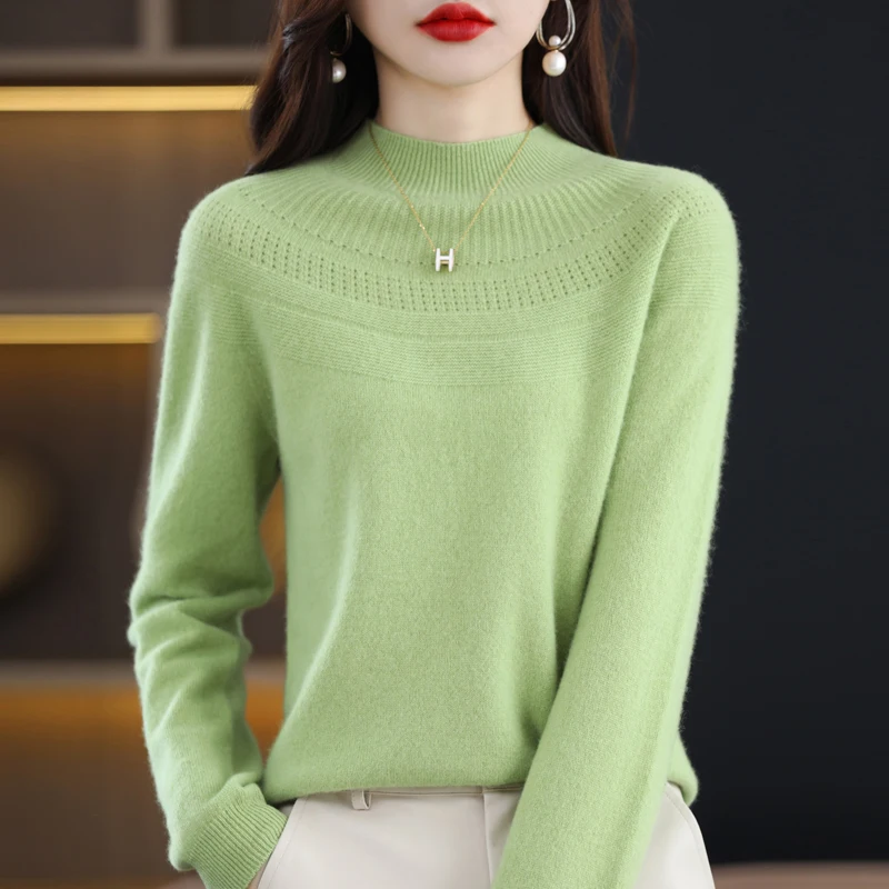 Nový jesenný a zimný sveter na jeseň a Winter Pullover 100% čistý vlnený sveter Half Turtleneck Duté farebné vlnené sveter NJRG-1106