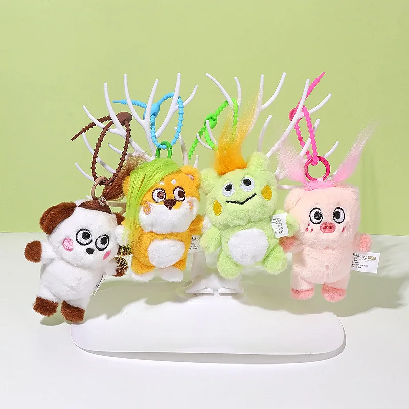 Nový kawaii do účesu Small Animal Plush Doll Keychain prívesok kreatívny