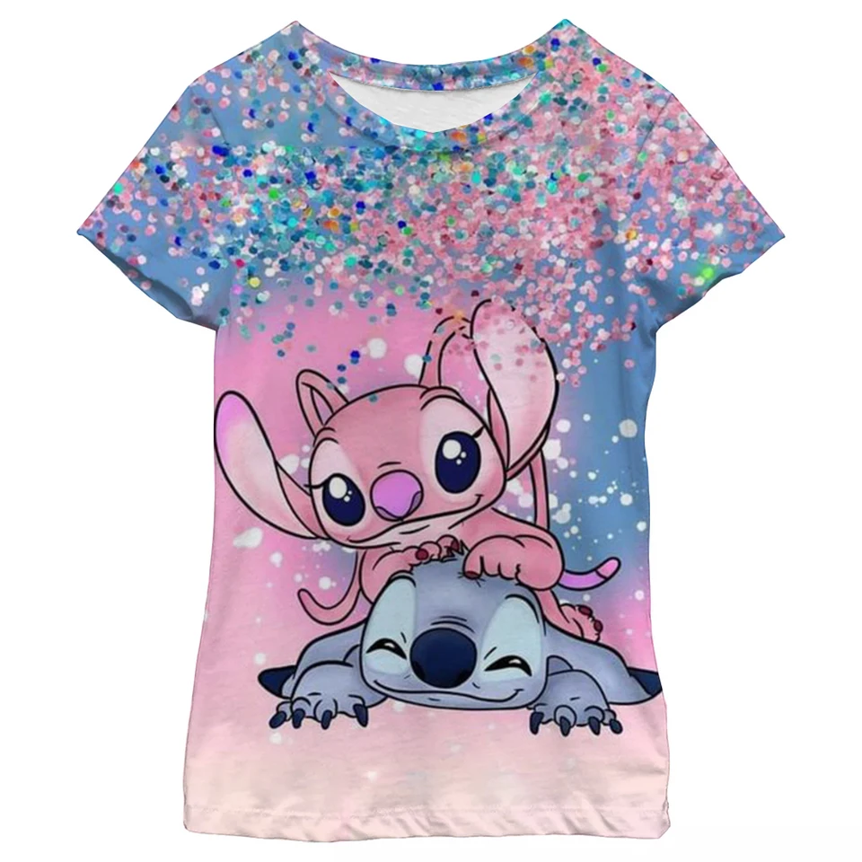 Nový kawaii lilo steh karikatúra T košeľa deti deti steh roztomilé manga tričko y2k grafické tričko dievča chlapca top Tees lilo stich