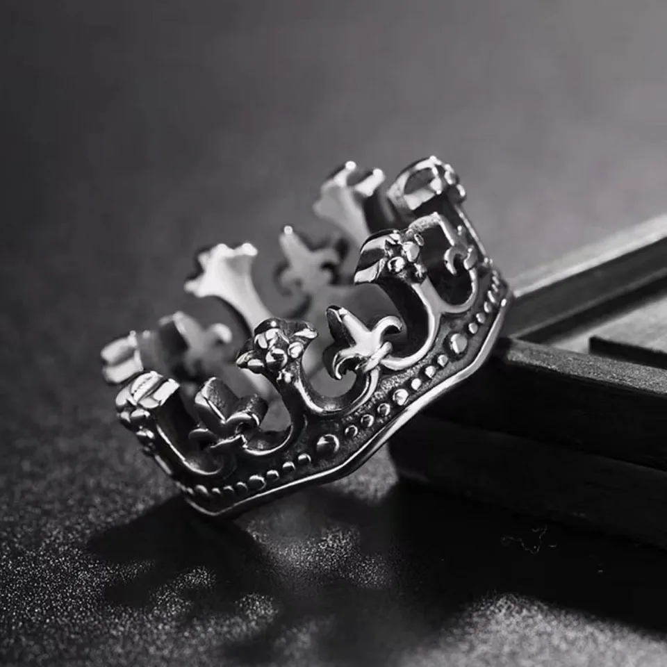 Nový klasický vintage korunný kráľ prsteň Pánsky módny punk Minimalistický motorkársky prsteň Pánske dámske ulica Niche kreatívne večierky Príslušenstvo
