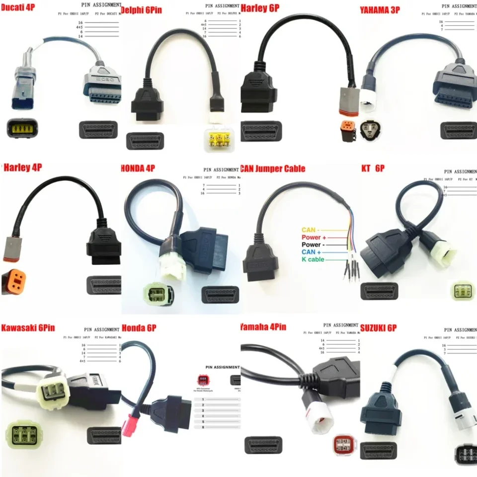 Nový konektor káblov motocyklov pre Yamaha/Suzuki/Kawasaki/Honda/Delphi/Ducati 3pin/4pin/6pin Adaptér 3/4/6pin káblové vedenie OBD2