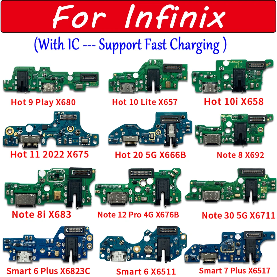 Nový konektor nabíjačky nabíjania USB nabíjačku na nabíjačku pre Infinix Hot 9 Play 10 Lite 10i 11 20 Poznámka 8 8i 12 30 5G Smart 6 Plus 7