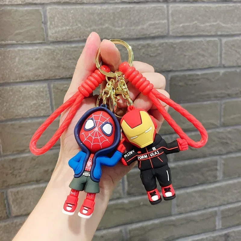 Nový kreatívny Avengers Spider Man Iron Man Keychain Cartoon Bag Hanger Detský personalizovaný prsteň Keychain