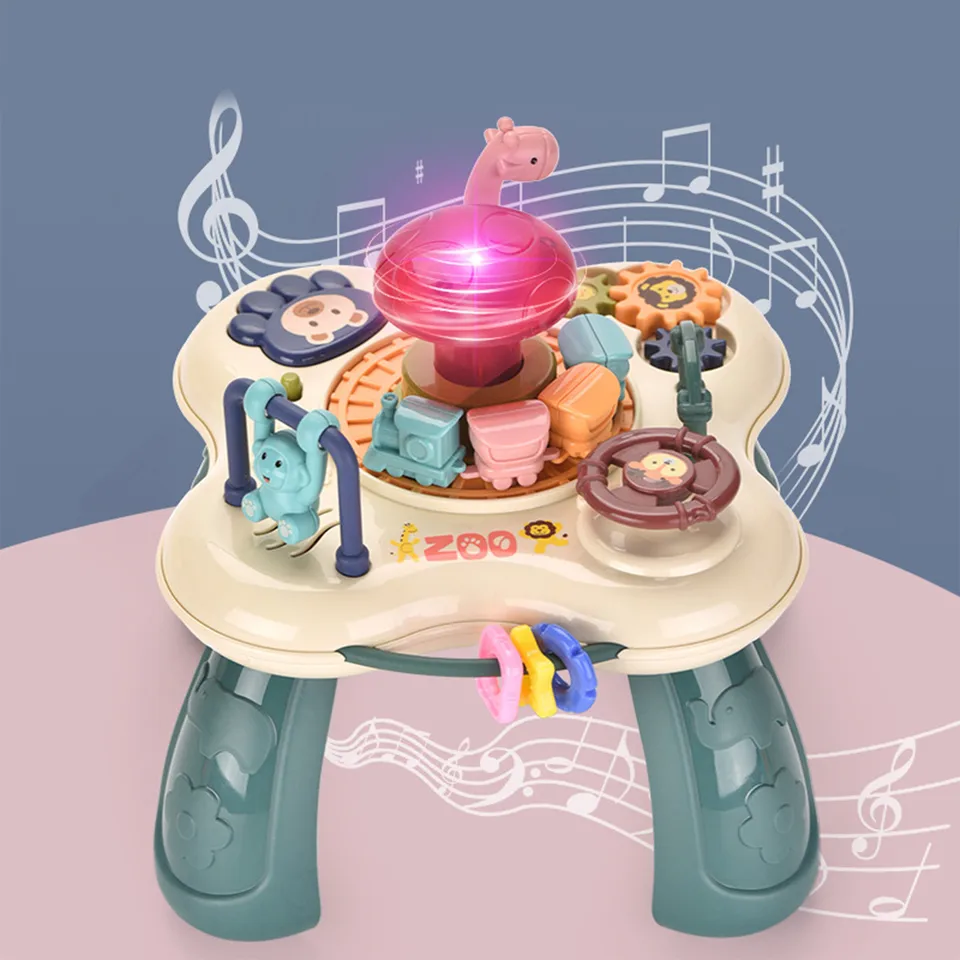 Nový kreatívny mini zvierací park Game Table Electric Light Hudba Ručné ručné bubno Desktop Multifunkčný herný stôl pre detské hračky