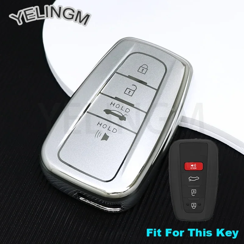 Nový kryt kľúča s kľúčami Silver Car, škrupina FOB pre Toyota Corolla Prius Camry CH CH C-HR RAV4 ALTIS Land Cruiser Prado Keyless