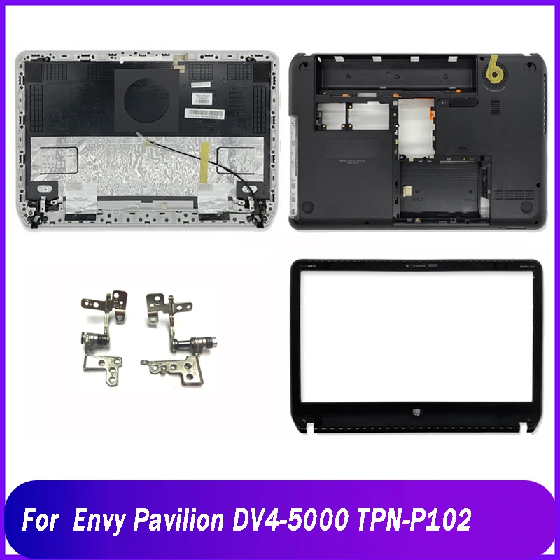 Nový laptop LCD zadný kryt/predný beze/spodné puzdro/pánty pre pavilón HP Envy DV4-5000 TPN-P102 676641-001 676643-001 700547-001