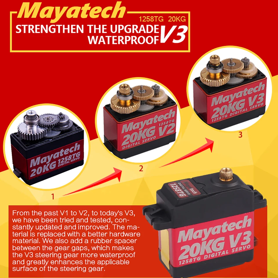 Nový Mayatech 1258tg V3 20 kg nepremokavý a vysoký krútiaci kovový ovládací ovládač digitálnych riadiacich prevodov