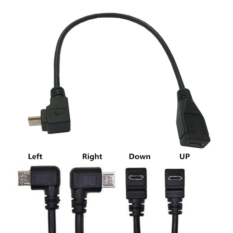 Nový Micro USB 5 PIN Mužský uhol dole 90 stupňov až Micro USB Sámca 5P Záplkový kábel predĺžený adaptér kábla