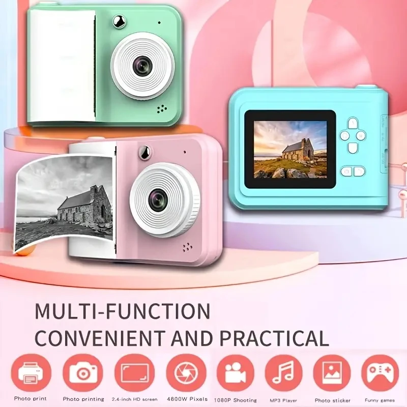 Nový mini digitálny fotoaparát pre deti roztomilý tlač Photography Toy Boys Darček narodeniny vianočné vianočné fotoaparáty Snapshoot