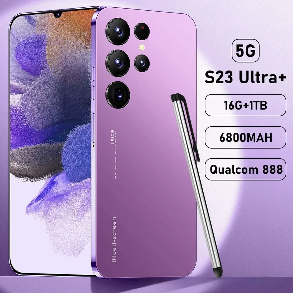 Nový mobilný telefón s horúcim predajom S23 Ultra+ Inch Android Lacné na veľkú obrazovku HD all-in-one Smartphone S22 Super lacný hráč celulares