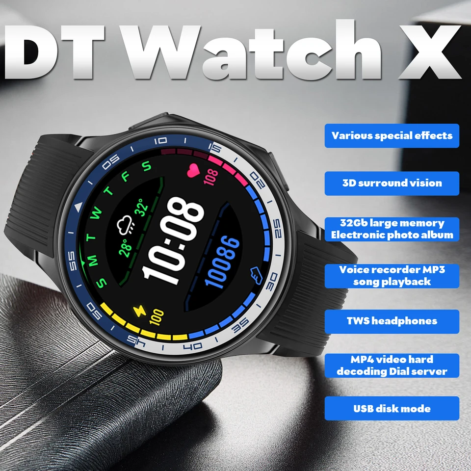 Nový model DT č.1 DT Watch X Smart Watch 1,43 AMOLED SCRON BT volanie fotoalbumu hudobné video prehrávanie nahrávania záznamu Compass DT Watch X