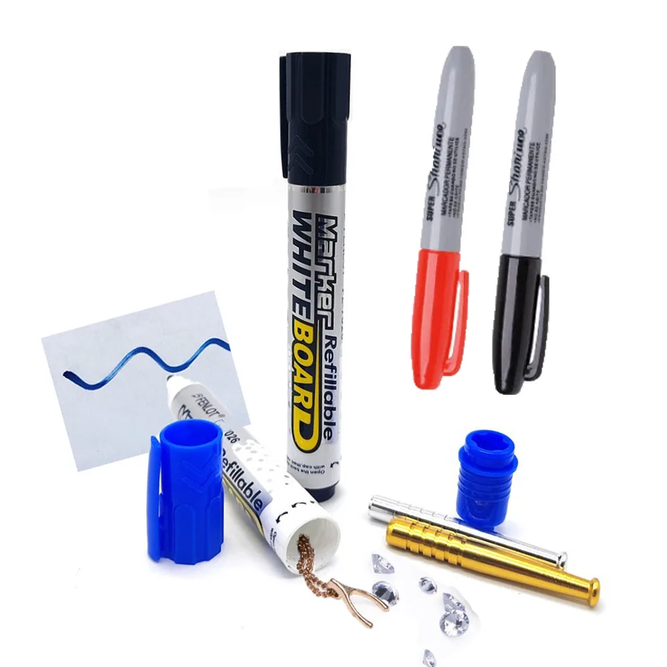 Nový modrý značkovač bezpečné tajné skládky kontajner veľkú bezpečnosť skryté úložné pero piluliek krabicu Money Container Compartment Tool