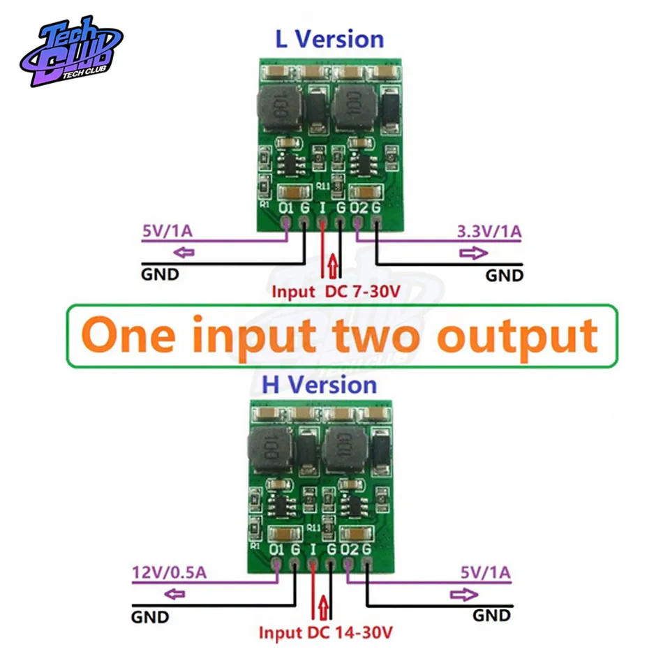 Nový modul 3,3V 5V 12V Duálny výstup DC DC Krok-nadol Buck Converter Board 10W 2 kanály Viacnásobný prepínač napájacie napájanie