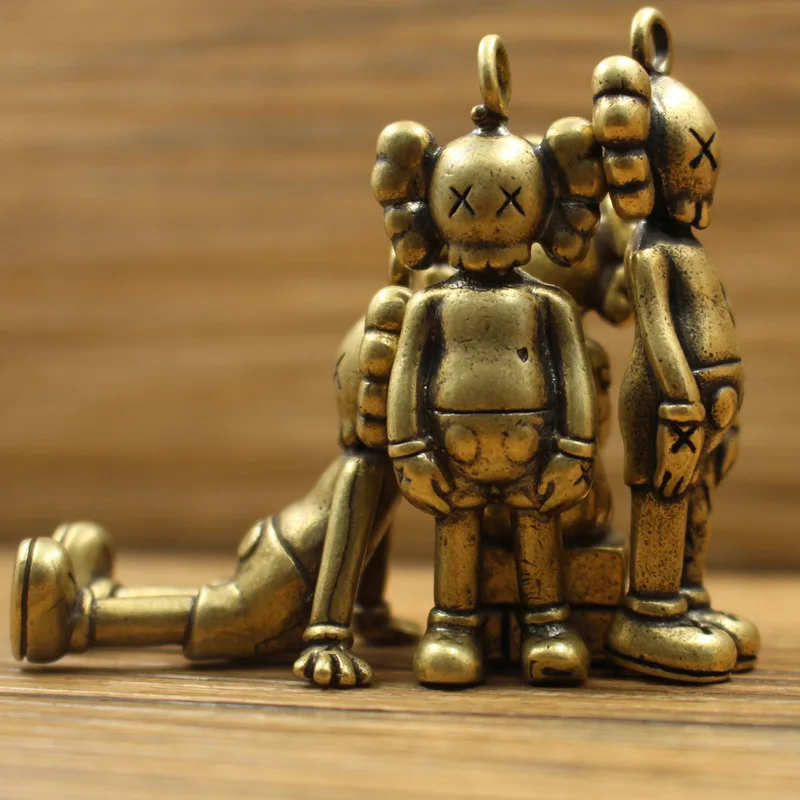 Nový mosadzný pár karikatúra kovová figurína kovová figurína Kľúčenica prívesok Dekoratívne figuríny Kawaii Accessoires Miniatúry