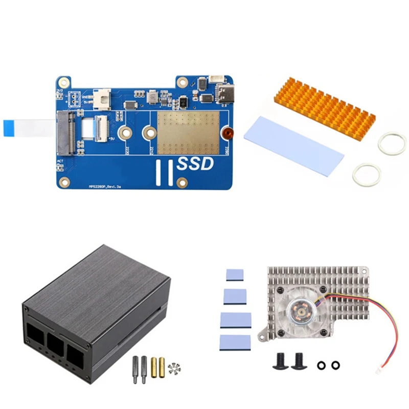 NOVÝ MPS2280P PCIE M.2 NVME SSD HAT+SSD Heat Wink+PI5 ventilátor pre Raspberry Pi 5 Support 2280 2230 2242 Gen 3