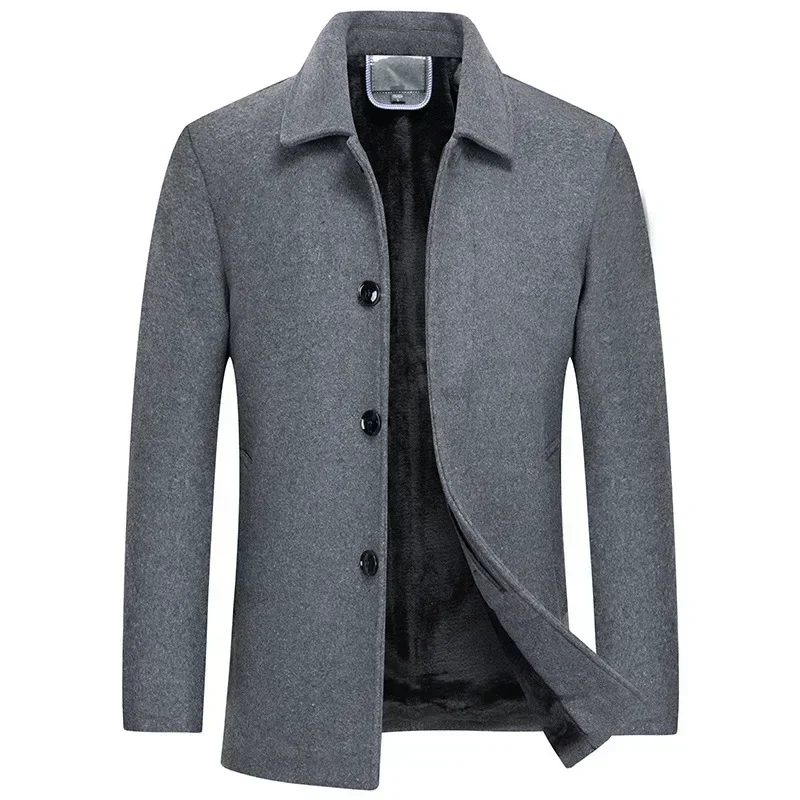 Nový muž fleece teplé zimné kabáty muži Zimná vlna Zmesi kašmírové priekopy Vysoko kvalitné mužské obchodné business Casy Wool Mess 4xl