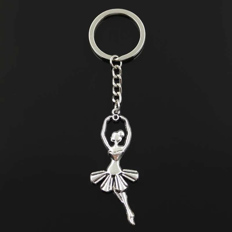 Nový módny keychain 61x24mm baletné dievča tanečnica balerína prívesky DIY Men strieborná farebná kľúče kľúča kľúča prsteň pre darček