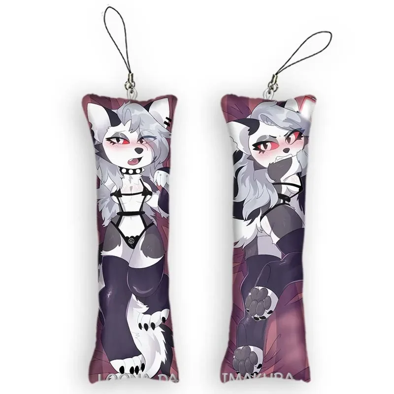 Nový módny nový vzor Roztomilý malý chlpatý vankúš Pendant Loona (Helluva Boss) Mini Dakimakura Keychain 2 Side Hanging Ornament BA