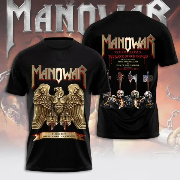 Nový módny rock Manowar 3D tlačené tričká Men Dámske hip hop trend krátke rukávy tričko Harajuku tričko s nadmerne veľkým Y2K Tops Clothing