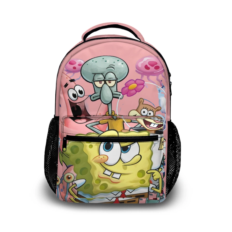 Nový módny spongebob Cartoon Pattern School Bag Tlač batohu 17 palcov