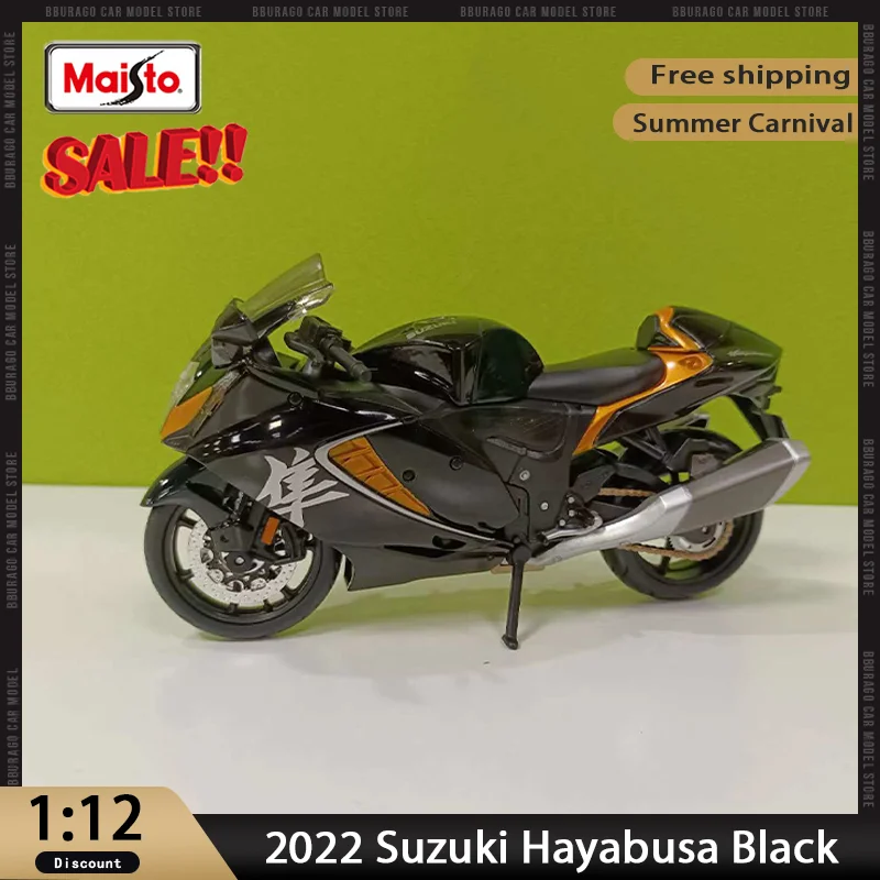 Nový na sklade Maisto 1:12 2022 Suzuki Hayabusa Moto Car Auta Miniature Diecast Model Model Model hračky vianočné deti darček