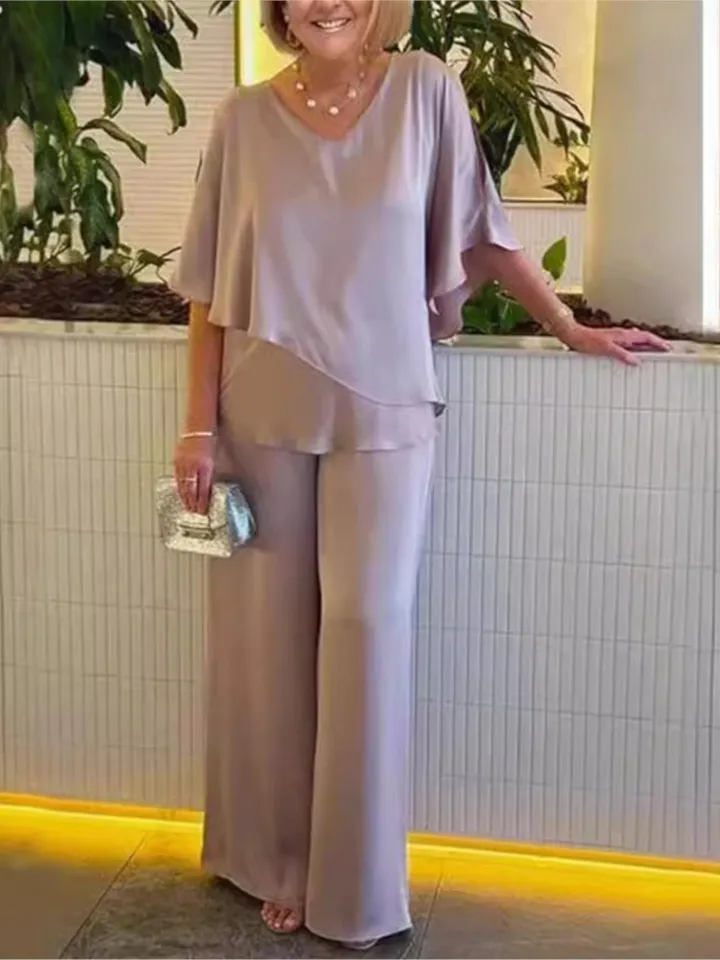 Nový neformálny oblek dámske móda v krk top Top Cascur 2 -Pety Set Lady Elegantná voľná kancelárska večierok Klubové oblečenie Solidy Solids jarné leto