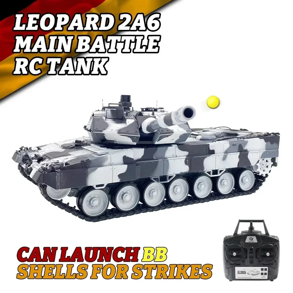 Nový nemecký leopardový tank 3889 1:16 2A6 Leopard Heavy Diaľkový ovládací tank Tank Smoke Toy RC Model veľkých bojových vozidiel pre deti vianočný darček
