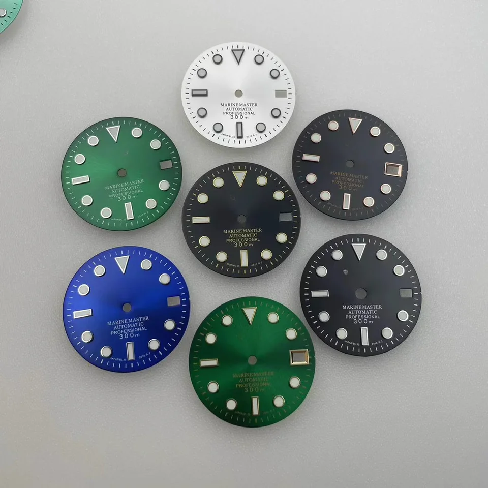 NOVÝ NH35 DIAL 28,5 mm zelené nočné svetlo potápačské hodinky NH36/4R35/4R36 DOBLEMNÉ ZÁKLADY