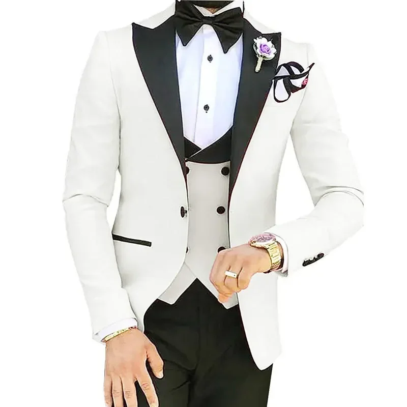 Nový oblek 2023 Pánsky oblek trojdielna kórejská verzia Slim-Fit Model Business Groomsman Suit Svadobné šaty kostým Homme