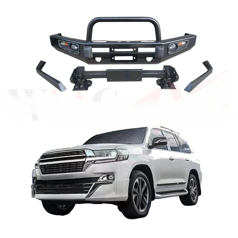 Nový oceľový predný nárazník Gril Grill zadný nárazník Bull Bar pre Toyota Land Cruiser LC200 2016+