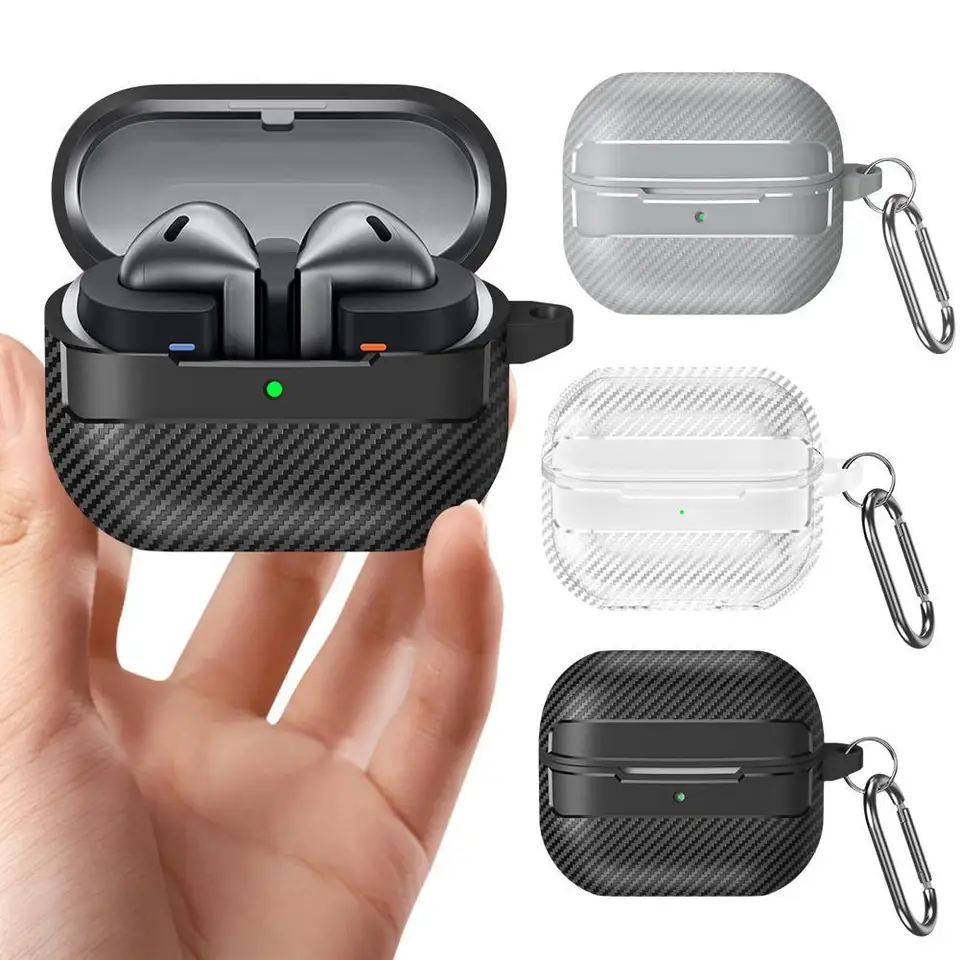 Nový ochranný kryt na slúchadlá z uhlíkových vlákien pre Samsung Galaxy Buds 3 / Buds 3 Pro Cover s keychain Accessories Shock odolný vak