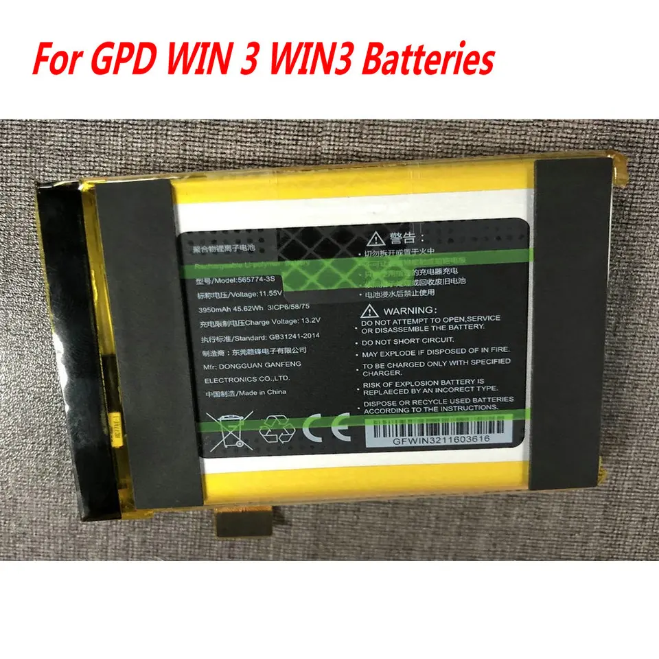 Nový originál 11,55V 3950 mAh 565774-3s batéria pre GPD Win 3 Win3 Win 4 batérie