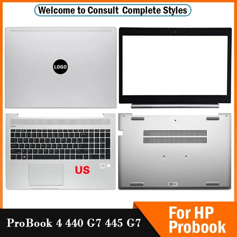 Nový originál pre HP Probook 440 G7 445 G7 Series LAPTOP LCD zadný kryt predného rámca Palmrest Spodné puzdro Silver 440 G7