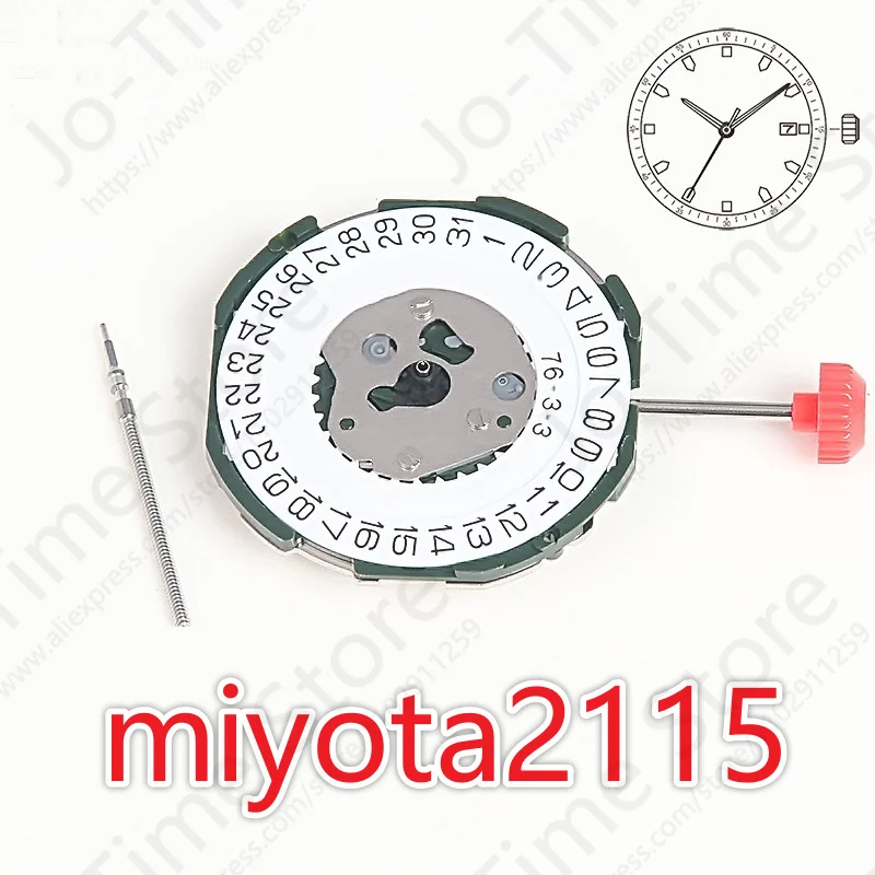 Nový originálny 2115 Quartz Movement 2035 Single Calendar Tri ihly