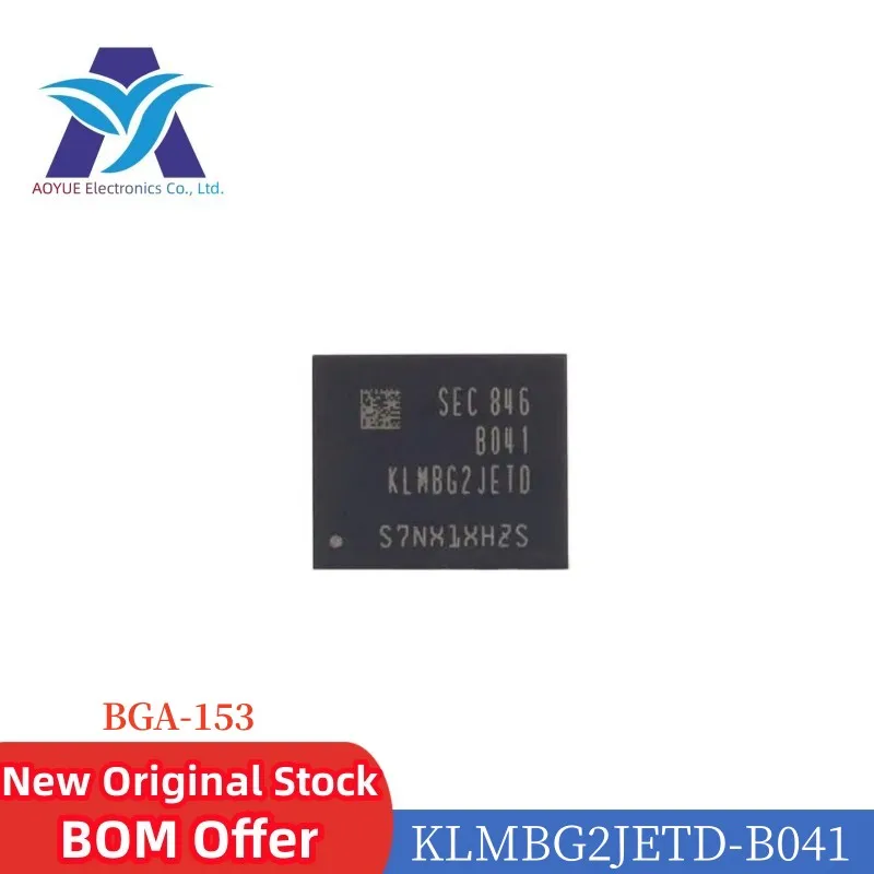 Nový originálny KLMBG2JETD-B041 KLMBG2JETD B041 EMMC V5.1 Pamäťový čip IC MLC NAND Serial E-MMC 256G-BIT 128G X 2-BIT 32 GBB