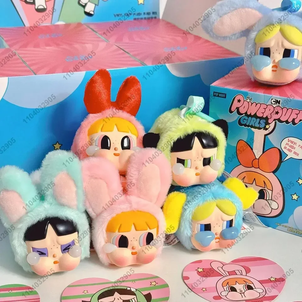 Nový originálny krybaby x PPG Powerpuff Girls Vinyl Face Plush Doll Box Hray Cartoon Kawaii akčná figúrka taška na kúzlo tašku prívesok darček