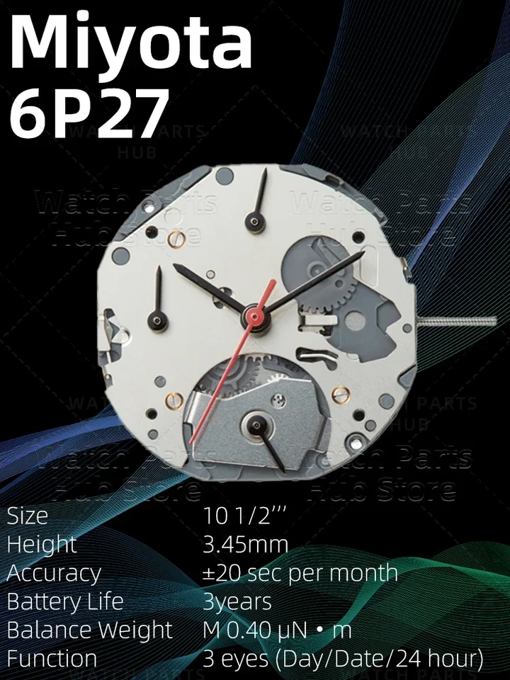 Nový originálny Miyota 6p27 Hodink hnutie Originálny Quartz Mouvement Automatic Movement Watch diely