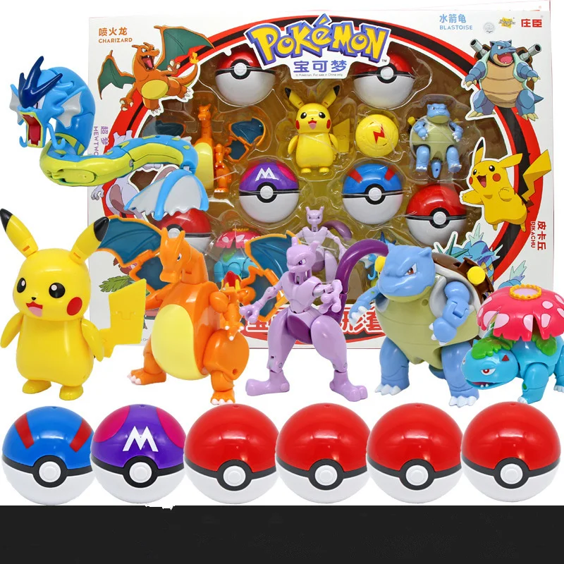 Nový originálny pokémon 9 Rôzne štýly hračky sada pokeball vrecko Pikachu eevee charizard gyarados blastoise figures modelu