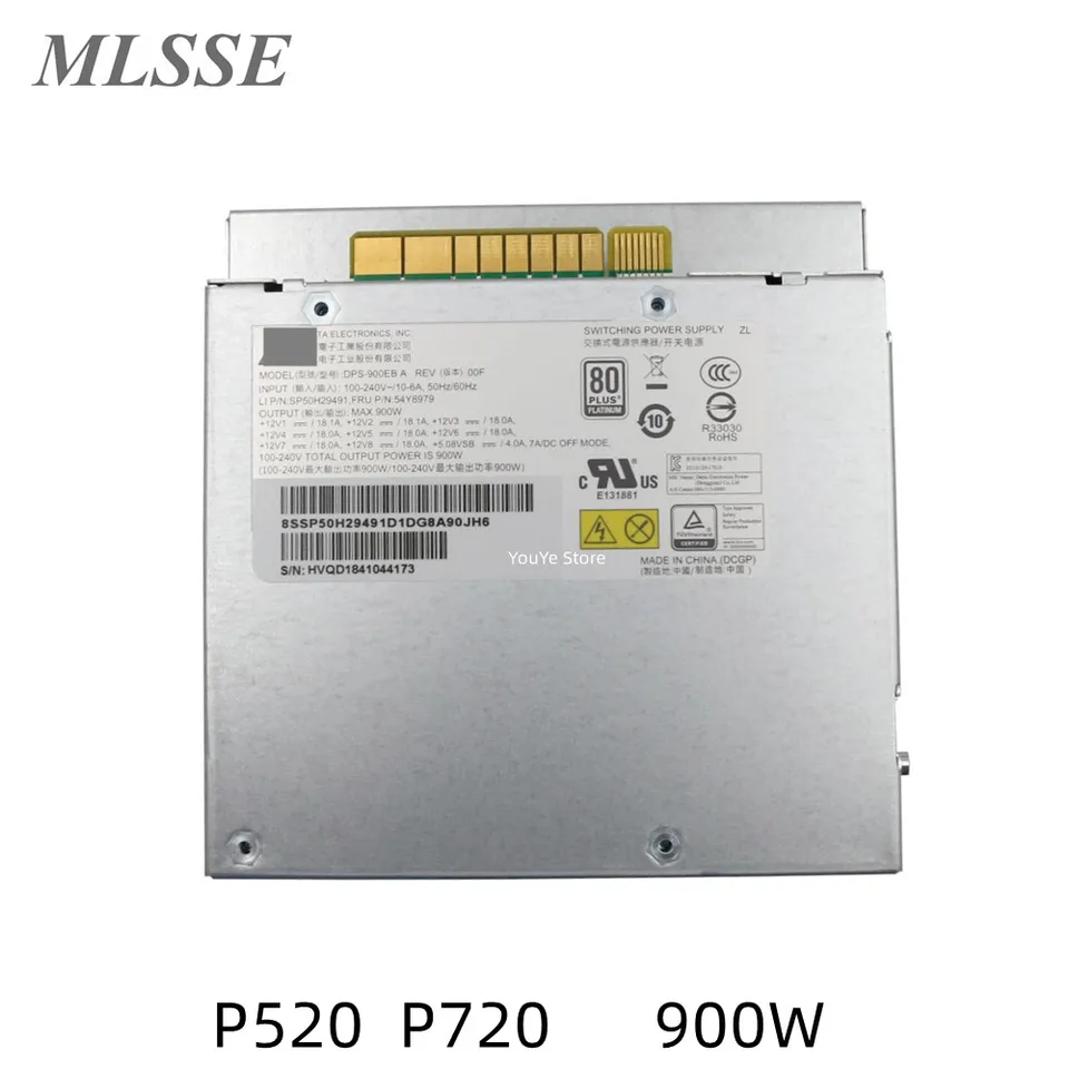 Nový originálny PSU pre Lenovo P520 P720 900W 54Y8979 Pracovná stanica napájací zdroj DPS-900EB A 5P51D77002 100% Testovaná rýchla loď
