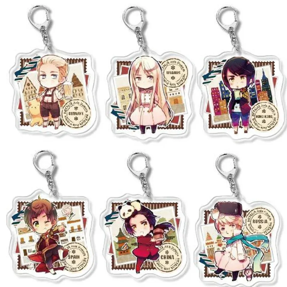 Nový osi Hetalia Axis Powers akrylové kľúče Alfred F Jones Arthur Kirkland Aph Anime Keyring Rusko štáty Spojené kráľovstvo ozdoby