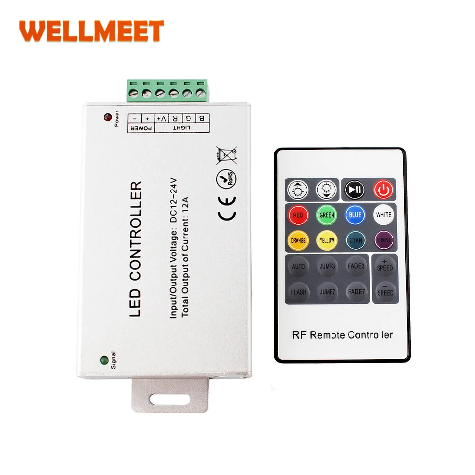 Nový ovládač RGB DC 12V 24V 12A Hliník 3 kanál LED LED RF 20 Kláves bezdrôtového diaľkového ovládača pre diaľkové ovládanie pre 5050 2835 COB Strip Lights