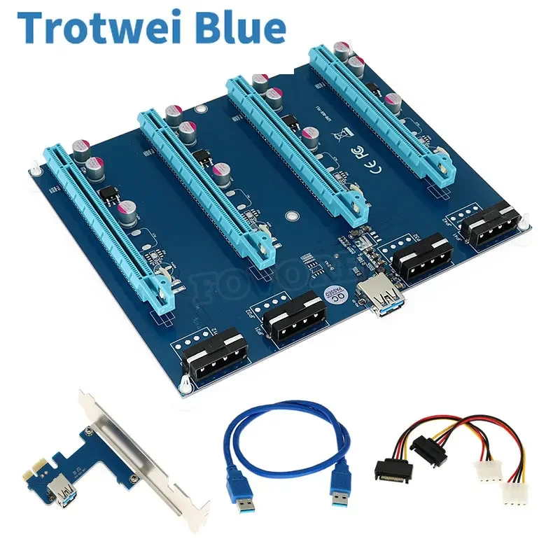 Nový PCI express PCIe 1 až 4 PCI Express 16x Slots Riser Card PCI-E 1X až externý 4 slot Adapter PCIe Port Multiplikátor pre ťažbu