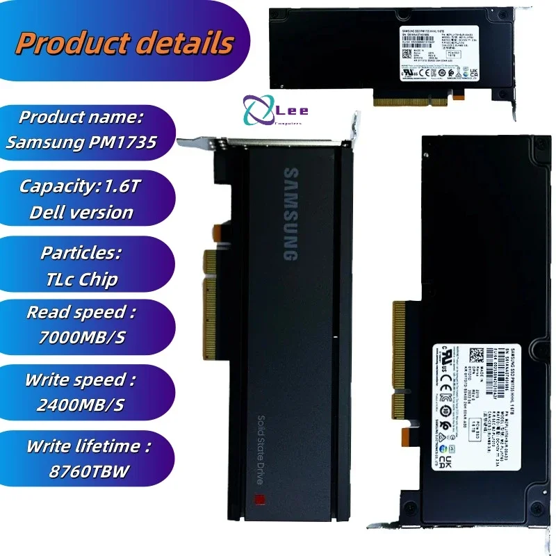 Nový PM1735 pre Samsung 1,6T AIC Card PCIE4.0 Enterprise Solid State Pevný disk vysokorýchlostný server MZPLJ1T6HBJR-00AD3