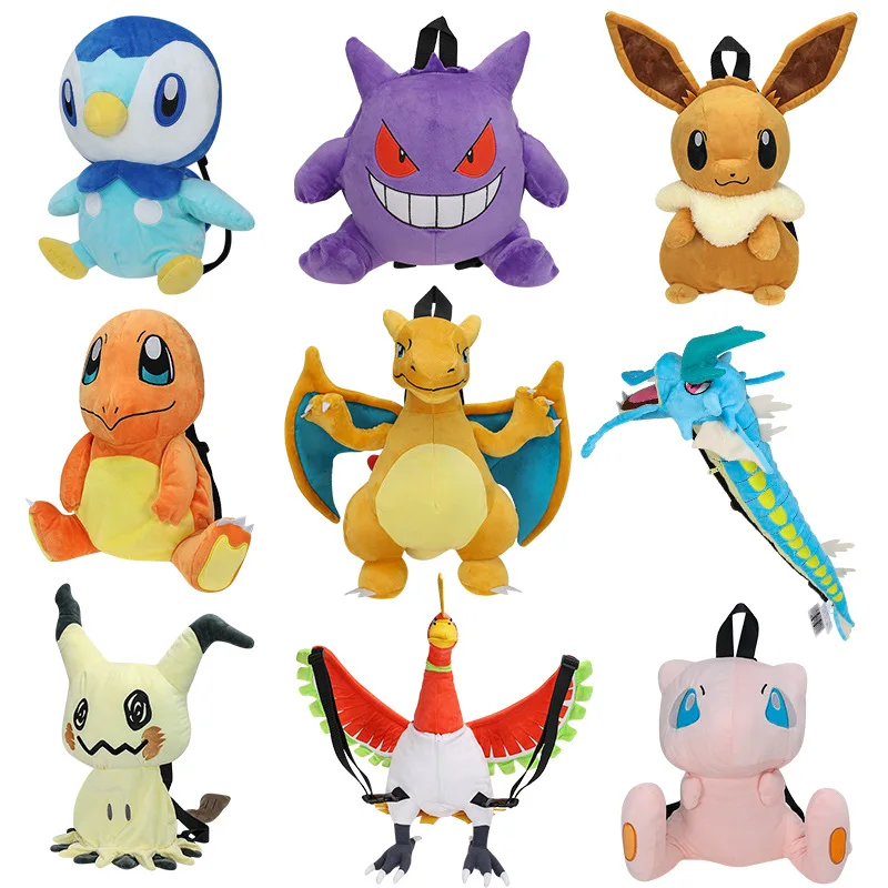 Nový pokémon batoh anime figúrka Gengar Charizard Piplup Eevee Mimikyu Schoolbag Ramer Bag Toy pre deti kúzlo narodeniny darček