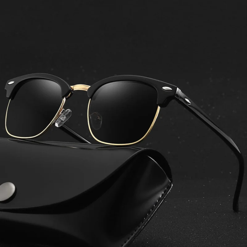 Nový polovičný rám oválny tvar Slnečné okuliare Men Classic Vintage Drive Sun Glasses Dámska značka dizajnérsky okuliare okuliare UV400 Oculos de Sol