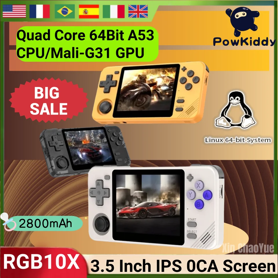 Nový Powkiddy RGB10X Retro Randheld Game Console 3,5 palca IPS Screen Arkos Opddddourlinu Hering RK3326 RGB10X Darčeky pre deti