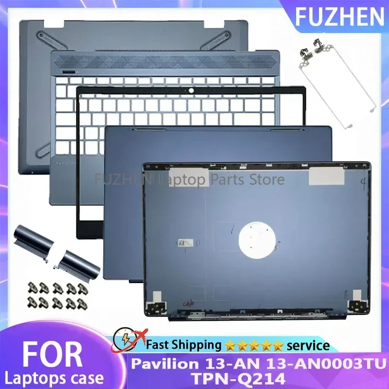 Nový pre pavilón HP 13-an 13-an0003tu tpn-q214 NAPOŽITOK LCD LCD Zadný kryt/predný rám/palmová podložka/spodný kryt/skvový horný kryt modrý