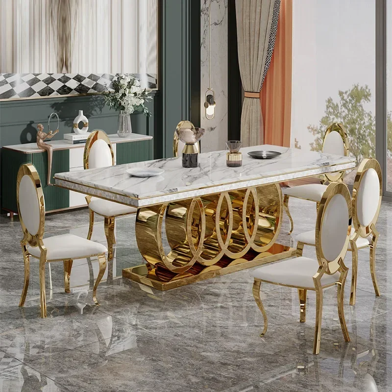 Nový predaj horúcich moderných zlatých z nehrdzavejúcej ocele Restauňa nábytku obdĺžnik Deluxe 160/180/2 200 cm